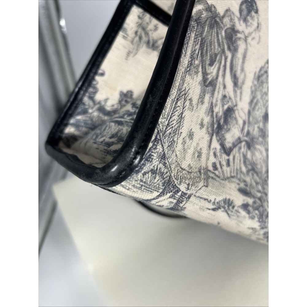 Brighton Martine Purse Black Croc Embossed Leather Canvas Blue Toile Shoulder - Picture 11 of 14